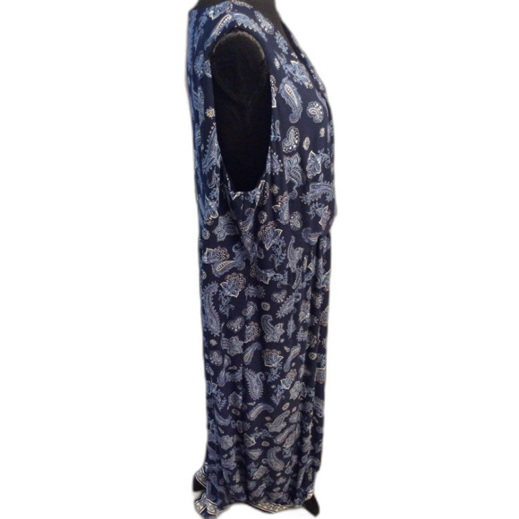 Plus Size 22W V Neck Navy Maxi Dress sleeveless London times - Picture 2 of 6